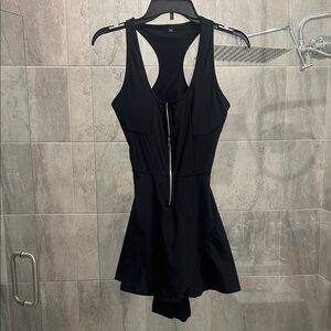 Black Sleeveless Zip-Front Skort Active Dress